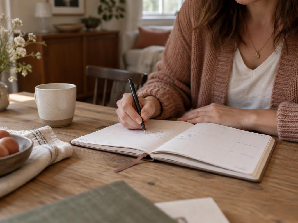 Plantilla semanal impresa sobre un escritorio